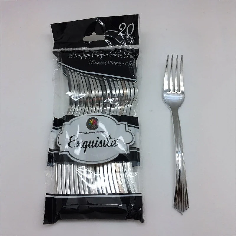 Minimalist white dinner set-Plastic Forks - Silver 20/pkg.