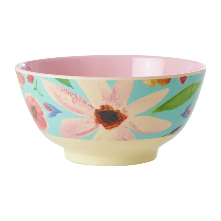 Elegant stemless carafe-Rice DK Melamine Bowl with Selma Flower Print - Mint - Medium - 700 ml