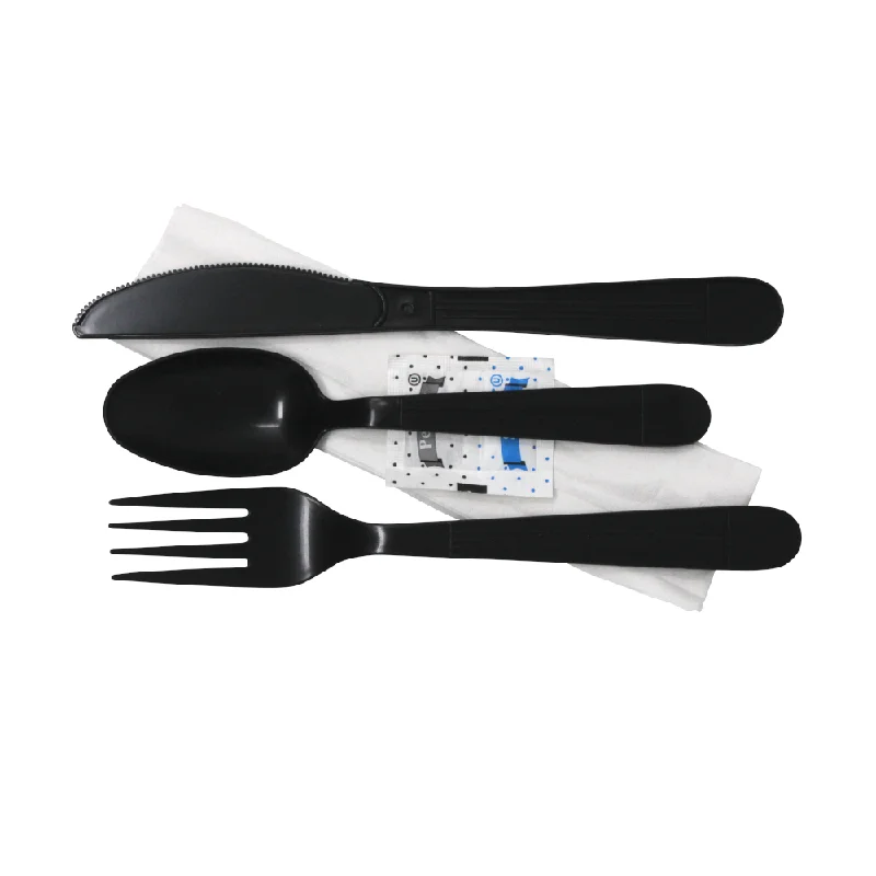 Eco-friendly wheat straw plate-Cutlery Kit Heavy-Weight PP [BLACK] (F/K/TS/S&P/N)