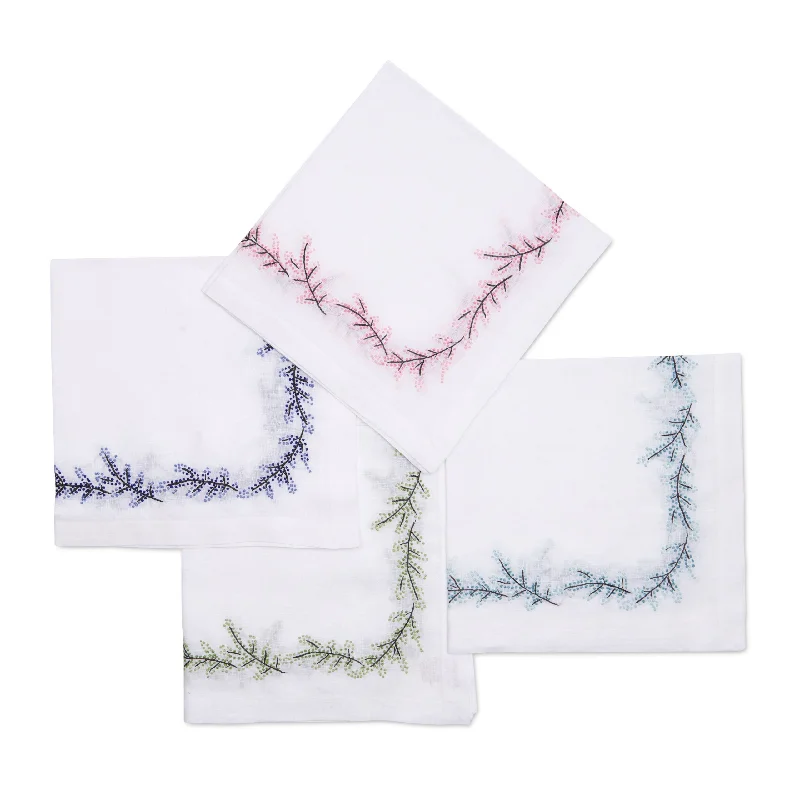 Retro polka dot platter-Floral Branch Embroidered Napkins