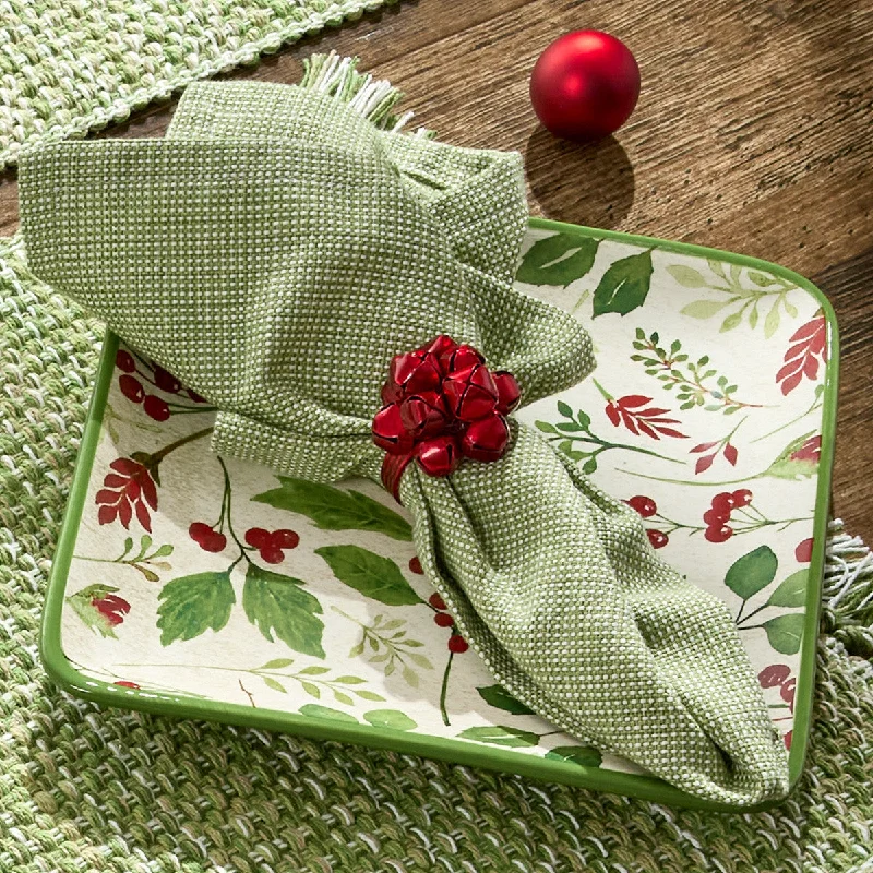 Ombre gradient serving tray-Basketweave Napkin - Evergreen set of 6 Park Designs