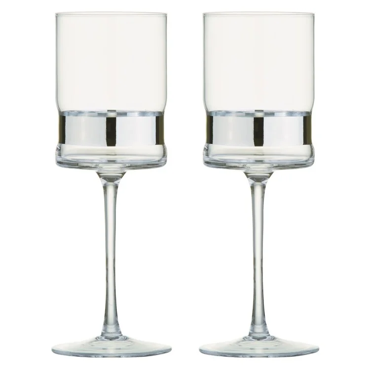 Blue and white porcelain cup-SoHo Wine Glasses Set of 2 - Silver