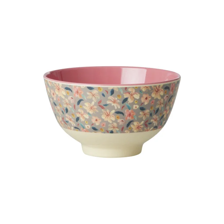 Titanium camping spork-Rice DK Melamine Bowl with Small Sandy Flower Print - Small - 300 ml