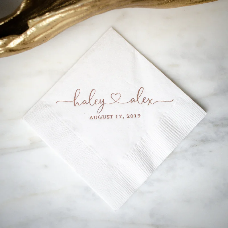 Soft-grip handle knife-Custom Names with Heart Napkins