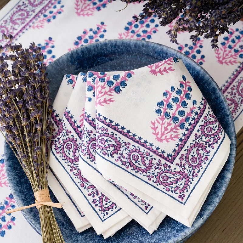 Rustic farmhouse platter-Sagar Blue & Magenta Napkin