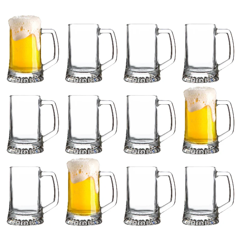 Custom logo travel mug-290ml Stern Tankard Glass Beer Mugs - Pack of 12 - By Bormioli Rocco