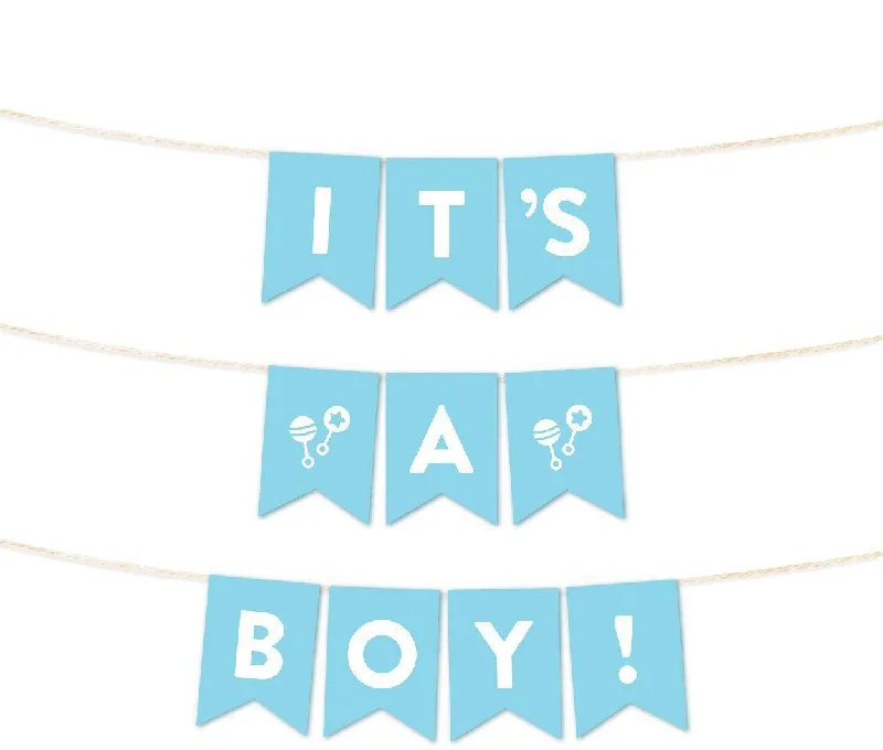 Porcelain figurine ornament-Boy Baby Shower Hanging Pennant Garland Party Banner