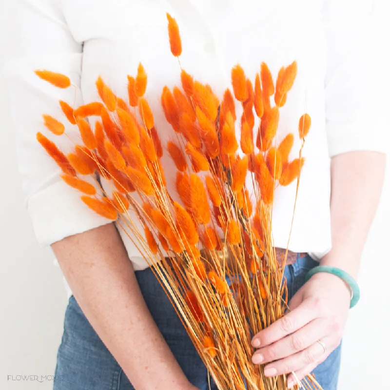 Plush faux fur pillow-Carrot Orange Dried Bunny Tail Grass