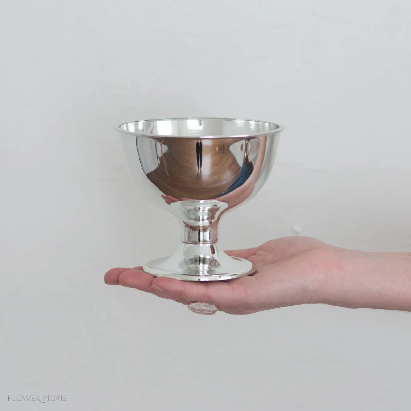 Wooden floating shelf-Classic Silver Pedestal Bowl