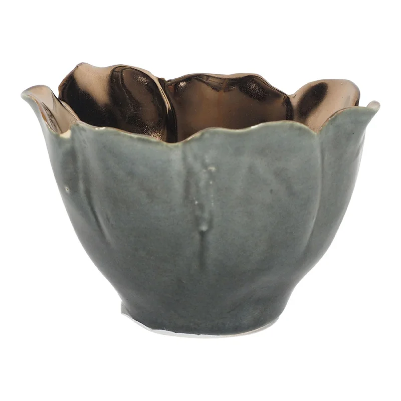 Floriana Tulip Vase Copper and Blue Grey 10x10x7cm