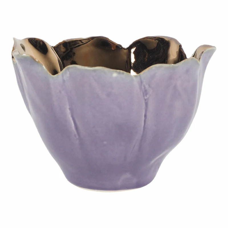 Polished brass plant pot-Floriana Tulip Vase Copper and Purple 10x10x7cm