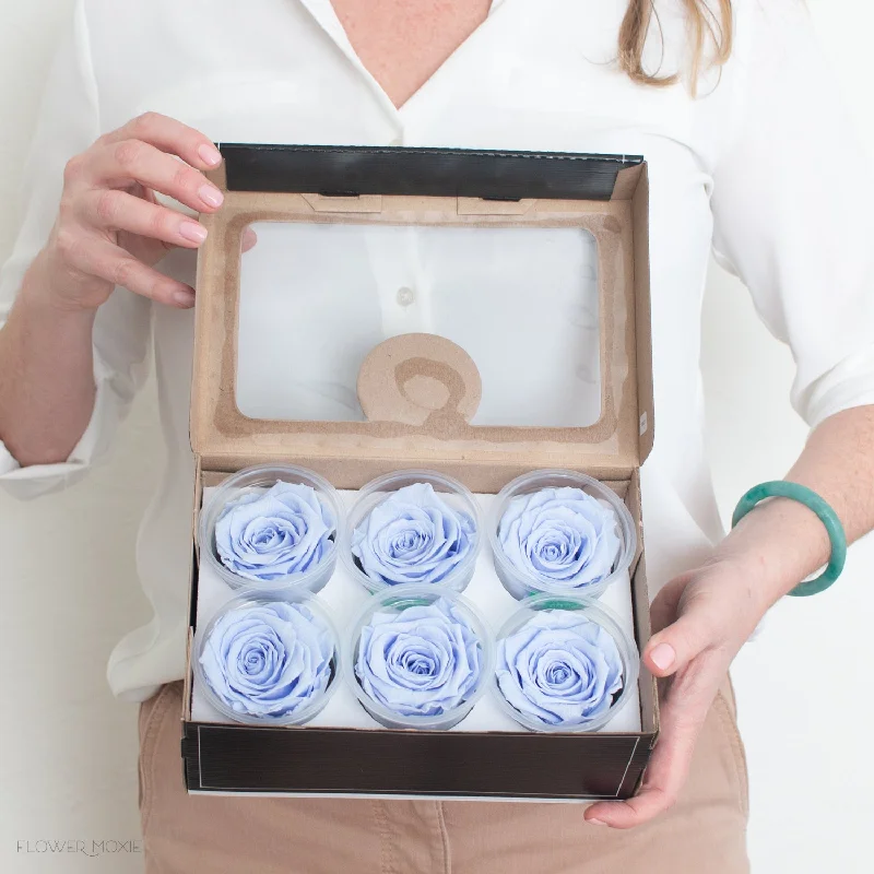 Bamboo wall shelf-Periwinkle Blue Preserved Roses