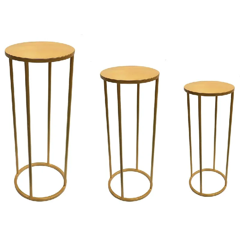 Set of 3 Round Metal Floral Stand Set