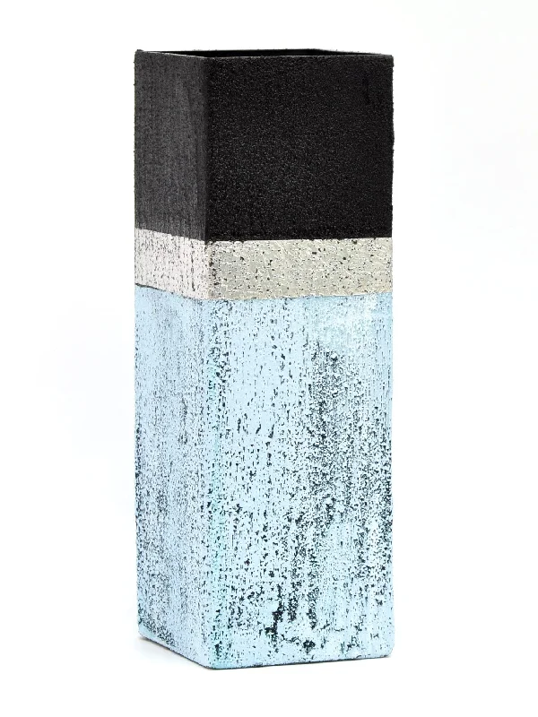 Iridescent glass vase-Stone imitation glass vase | Table vase 12 inch | Handpainted vase for flowers | Art Glass Square Vase | Interior Design | Home Decor | 6360/300/sh139.2