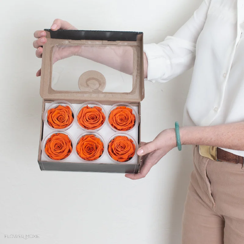 Matte finish table vase-Sunset Orange Preserved Roses