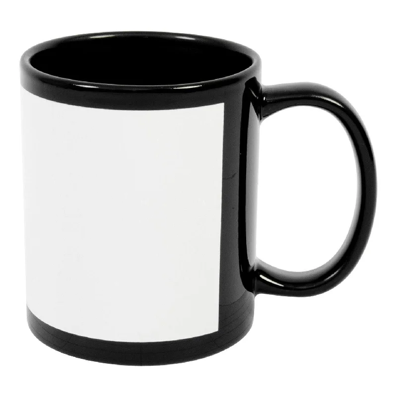 Ombre gradient tumbler-11 oz Ceramic Mug - Black Mug w/ Decal White Patch