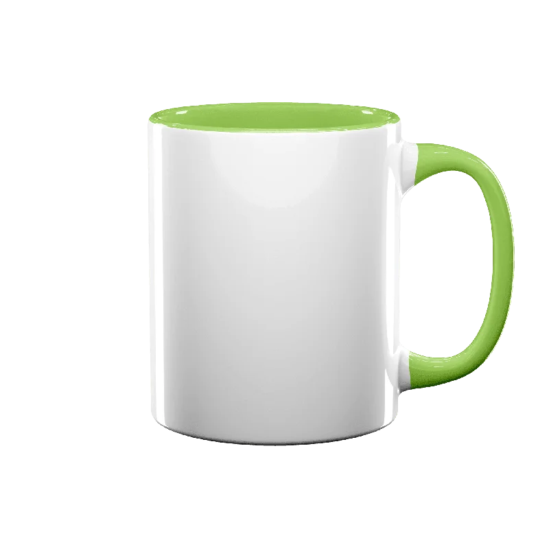 High-gloss ceramic cup-11 oz Inner & Handle Colored Mug - Light Green