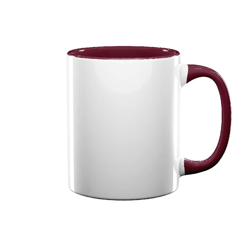 Large capacity water tumbler-11 oz Inner & Handle Colored Mug - Maroon