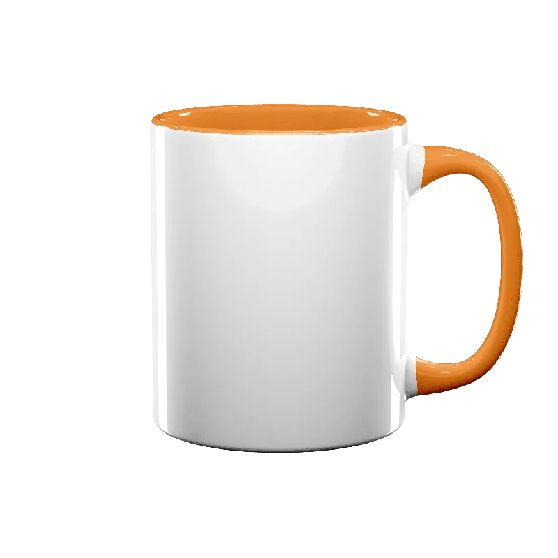 Durable outdoor camping cup-11 oz Inner & Handle Colored Mug - Orange