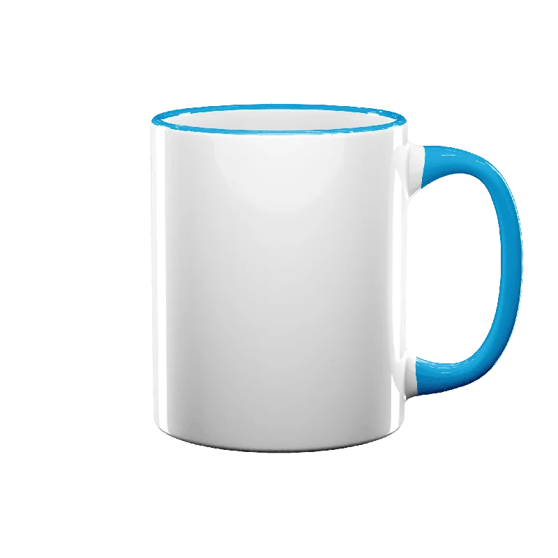 Bright neon party cup-11 oz Rim & Handle Colored Mug - Light Blue