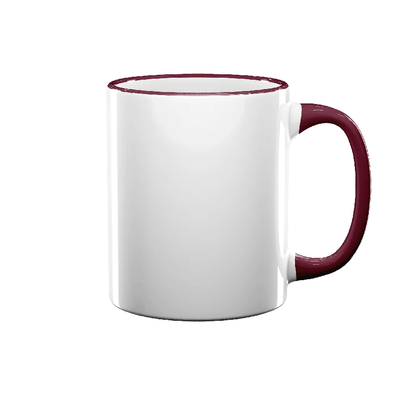 Iridescent glass drinking cup-11 oz Rim & Handle Colored Mug - Maroon