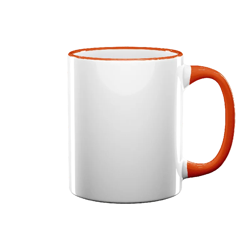 Sculpted handle tea cup-11 oz Rim & Handle Colored Mug - Orange