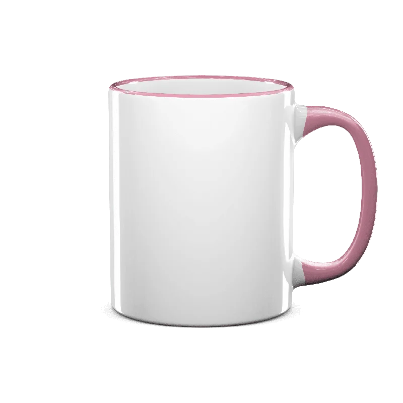 Classic white porcelain mug-11 oz Rim & Handle Colored Mug - Pink