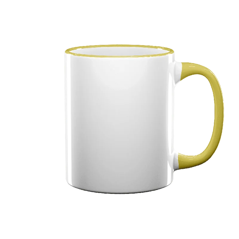 Eco-friendly wheat straw cup-11 oz Rim & Handle Colored Mug - Yellow