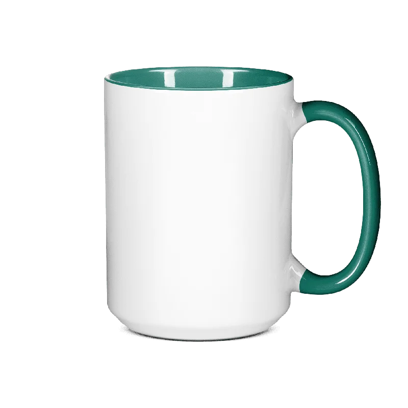 Travel-friendly foldable cup-15 oz Inner & Handle Colored Mug - Green