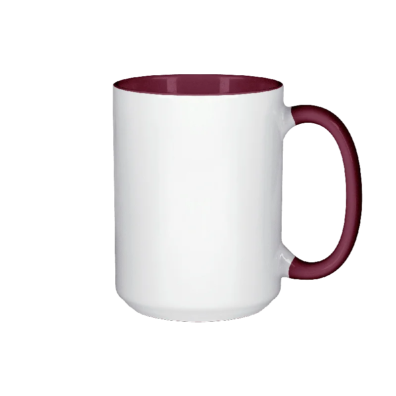 Stackable espresso shot cup-15 oz Inner & Handle Colored Mug - Maroon