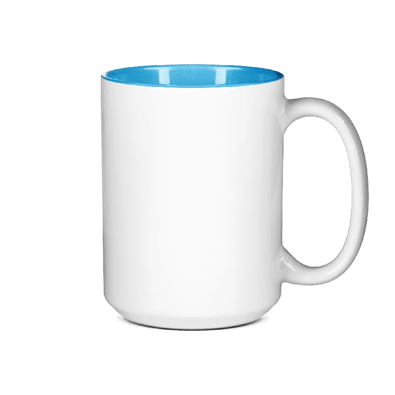 Artisan crafted clay cup-15 oz Two Tone Colored Mug - Light Blue