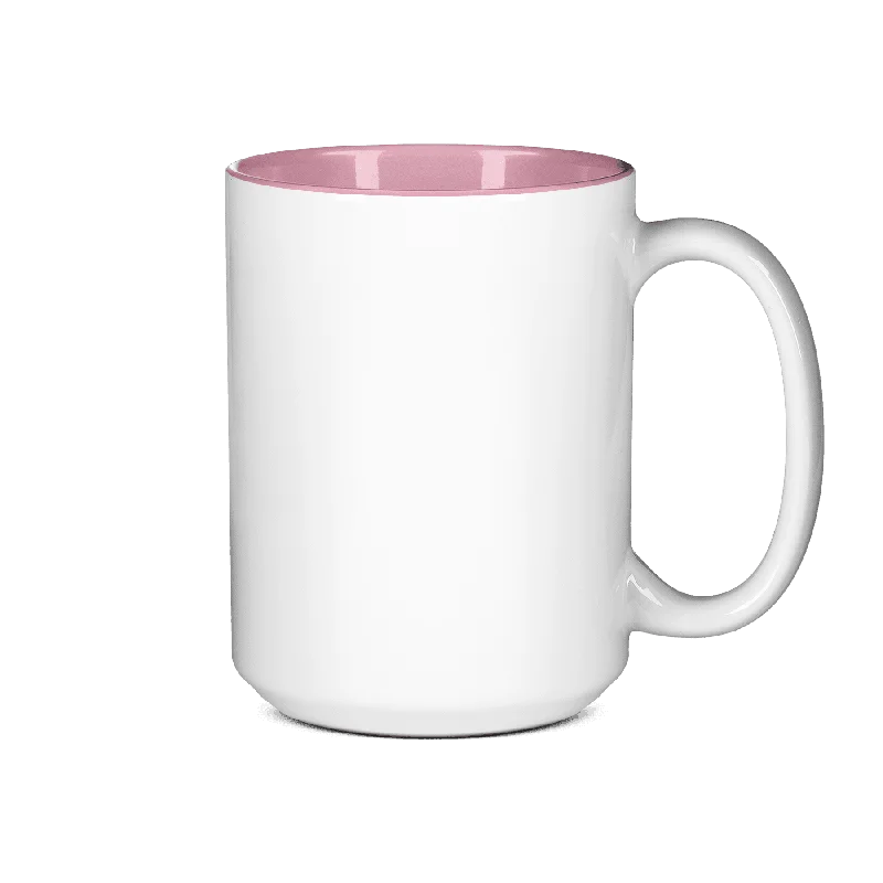 High-gloss ceramic cup-15 oz Two Tone Colored Mug - Pink