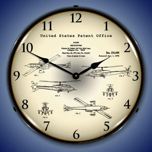 Retro polka dot cushion-1973 AH-64 Apache Helicopter Patent Backlit LED Clock