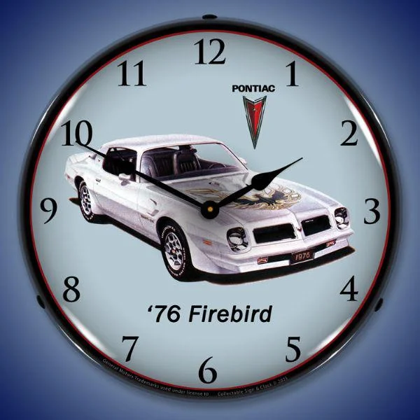 Woven rattan mirror-1976 Firebird Trans Am Backlit LED Clock