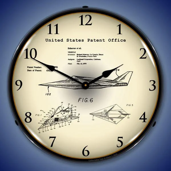 Floral decoupage tray-1993 F-17 Nighthawk Stealth Fighter Patent Backlit LED Clock