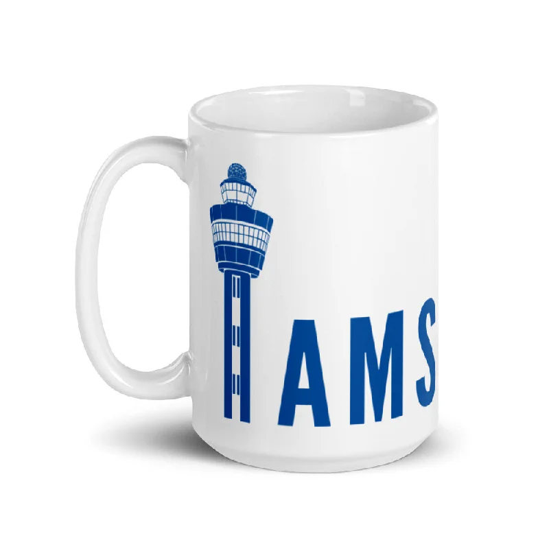 Iridescent glass drinking cup-AMS Tower White glossy mug