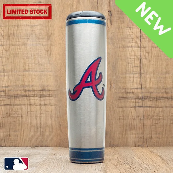 Portable camping coffee cup-Atlanta Braves Metal Dugout Mug | Stainless Steel Baseball Bat Mug