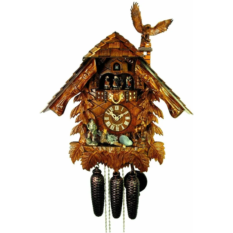 Polished stone bookends-August Schwer Chalet-Style Cuckoo Clock - 5.0471.01.C - Made in Germany