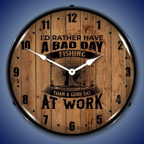 Retro vinyl record clock-Bad Day Fishing Backlit LED Clock