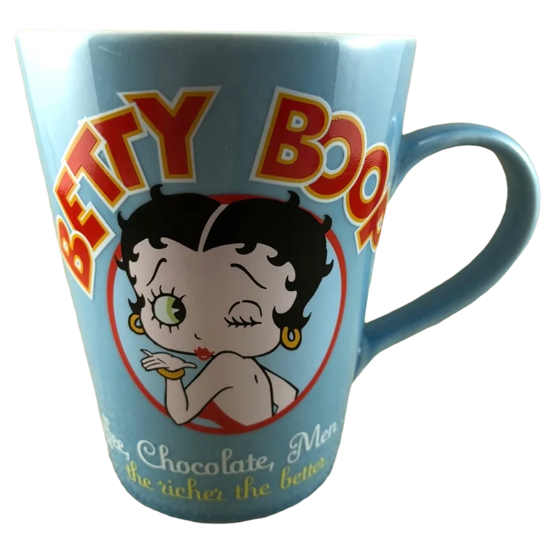 Patterned enamelware mug-Betty Boop Coffee Chocolate Men The Richer The Better Mug Vandor