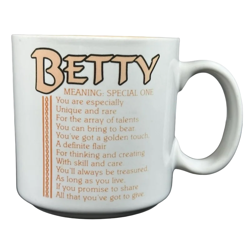 Insulated latte coffee cup-BETTY Poetry Name Mug Peach Interior Papel