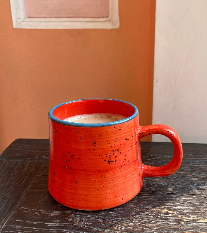 Marble effect ceramic mug-Bright orange Vigo mug