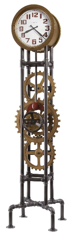 Polished brass plant pot-Cogwheel Grandfather Clock