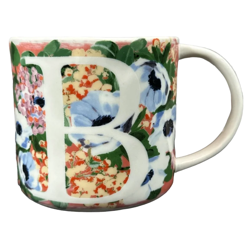 Insulated hot chocolate mug-Dawn Letter "B" Monogram Initial Floral Mug Anthropologie