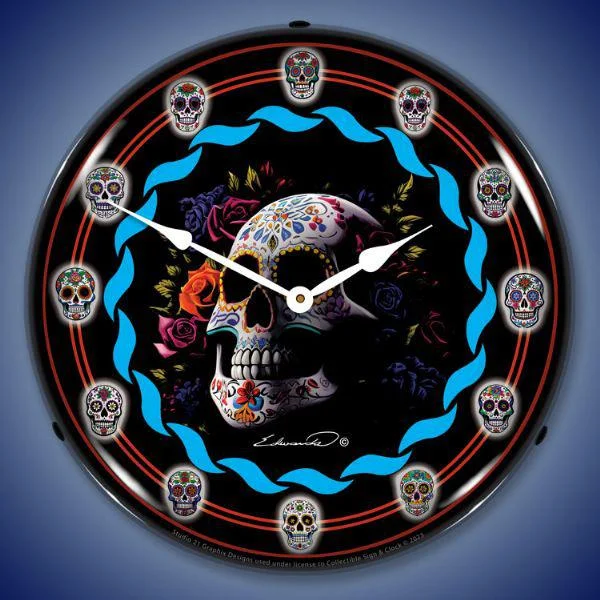 Artisan pottery plant pot-Day of the Dead Backlit LED Clock