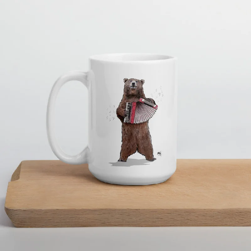 Heat-proof glass latte cup-Don't Polka the Bear! - 15 oz. Mug