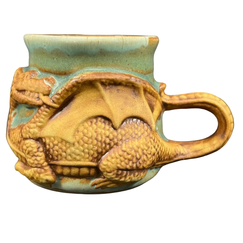 Portable camping coffee cup-Dragon Tail Vintage 3D Pottery Mug Stonebridge Pottery