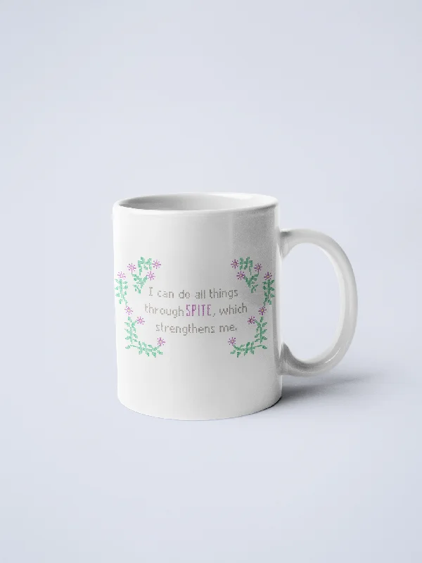 Wide base stability cup-I Can Do All Things Through Spite Ceramic Coffee Mug