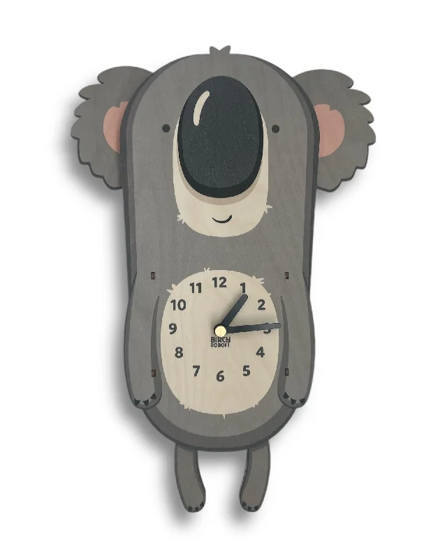 Sleek black plant stand-Sydney the Koala Pendulum Clock