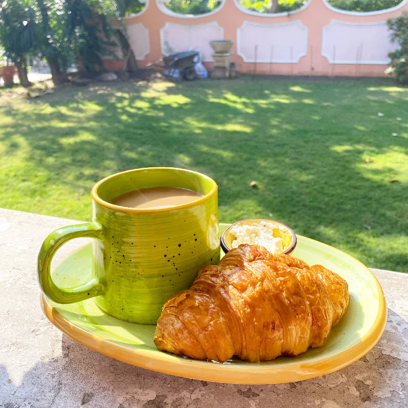 Insulated travel coffee cup-Lime oval platter with lime vigo mug and ramekin